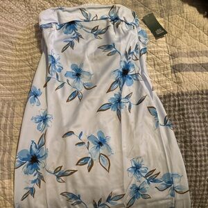 wild fable White Strapless Maxi Dress with Blue Floral Print